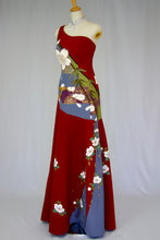 画像をギャラリービューアに読み込む, 一点物の着物ドレス　赤字裾グレー大桜　No.15-02188
